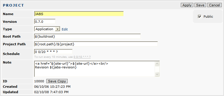 Project Form Fields